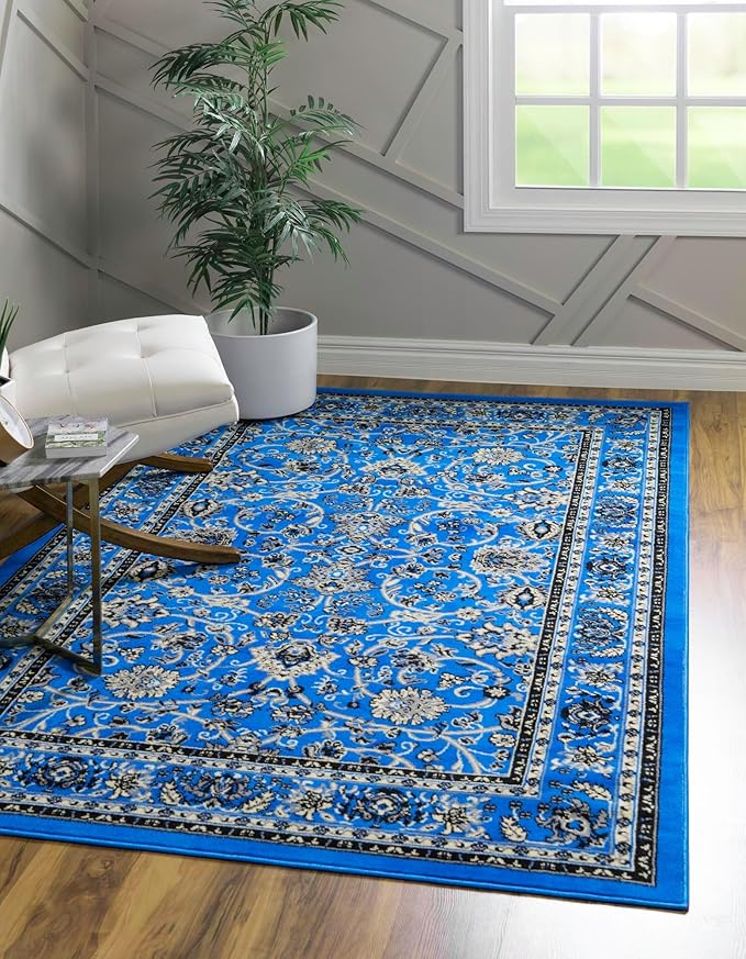 Unique Loom Sialk Hill Collection Area Rug - Washington (5' 3" x 8' Rectangle Dark Blue/Black)