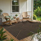 Lahome Modern Geometric Outdoor Easy Jute Rug, 5x7 Patio Living Room Rug Large Black Carpet for Bedroom, Farmhouse Washable Indoor Outdoor Carpet for Dining Room Backyard Deck