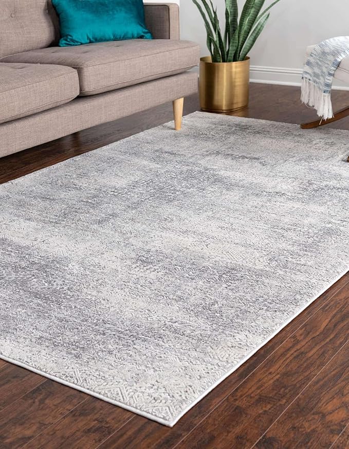 Unique Loom Finsbury Collection Area Rug - Sarah (6' 1" x 9' Rectangle, Gray/ Ivory)