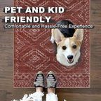 KILOCOCO Boho Kitchen Runner Rug 2x6 Washable Runner Rug, Soft Runners for Hallways Non Slip Printed Distressed Laundry Room Rug, Low-Pile Rug for Entryway/Bedroom/Living Room, Burnt Orange/Red