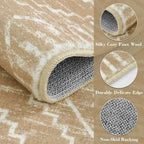Wonnitar Moroccan Washable Kitchen Runner Rug 2'6"x8', Non-Slip Boho Rug Runners for Hallways, Farmhouse Floor Carpet Soft Runner for Bathroom Hall Entyway (Kakhi,2'6"x8')