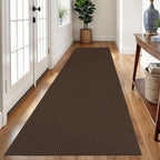 Braided Runner Rug 2.6x10 Ft Washable Runners for Hallways Non Slip Rubber Backed Kitchen Runners Cotton Long Entryway Runner Indoor, Woven Carpet for Hall Kitchen Entryway, Brown