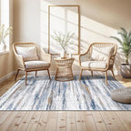 4x6 Rugs for Living Room: Non-Slip Washable Area Rug for Hallway Entryway Kitchen Bedroom - Easy-to-Clean Stain and Water Resistant Carpet - Soft Low-Pile Throw Mat Navy Grey