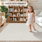 LBRO2M Easy Jute Solid Area Rug 8X10 Washable Rugs for Living Room Bedroom Natural Jute Indoor Outdoor Carpet Durable, Solid Non Shedding Eco Friendly (8X10 Light Ivory)
