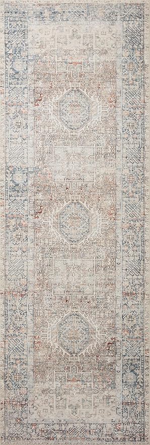 Loloi Chris Loves Julia Jules Collection JUL-07 Natural/Ocean 2'-6'' x 7'-6'', .13" Pile Height, Runner Rug