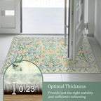 Morebes Washable Area Rugs 5x7 for Living Room, Boho Floral Green and Pink Nursery Rug Non Slip, Soft Vintage Flower Indoor Floor Carpet for Bedroom Dining Room, Sage Green
