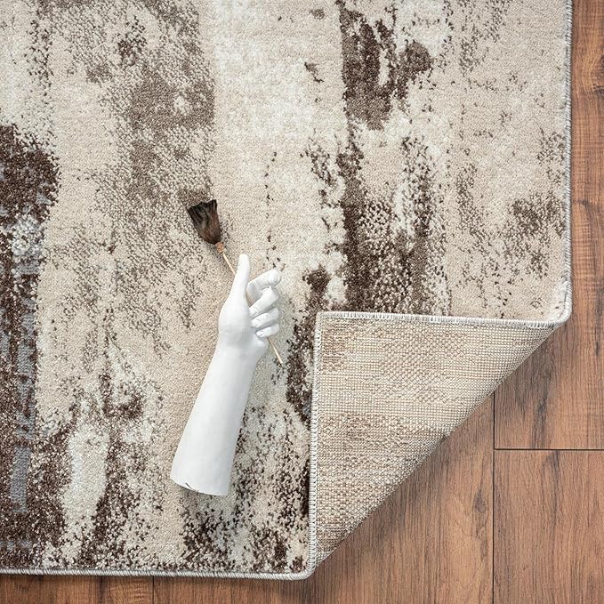 LUXE WEAVERS Euston Collection 7681 Brown 6x9 Modern Abstract Area Rug