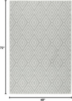 Dash and Albert Diamond Machine Washable Area Rug - 4' x 6' Platinum/White - Diamond Accent Rug - Anti-Slip Backing, Lightweight, Machine Washable, High Traffic Areas Kitchen, Mudroom, Laundry Room