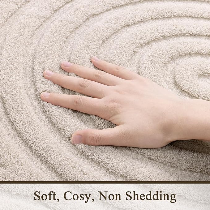 SHACOS Soft Cozy Fluffy Arch Pattern High Low Pile Area Rugs 4'x6' Non Slip Washable Scandinavian Minimalist Rug Modern Geometric Arc Carpet for Living Room Bedroom Dining Room, Beige