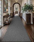 Color&Geometry Door Mat 3'x12' Runner Rug with Rubber Backing, Non Slip Washable Hallway Runner Kitchen Runner Rug, Carpet Runners for Hallway Living Room Bedroom, Grey (Rolled-up NO Creases)