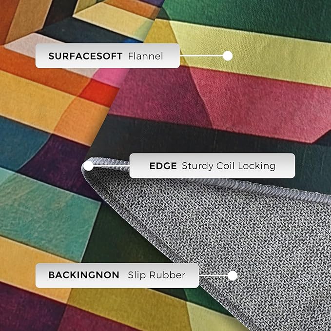 4x5 Colorful Geometry Rugs for Bedroom Decor, Washable Abstract Geometric Pattern Area Rug, Living Room Home Decoration, Non Slip Soft Thin, Abstract Art Decor Carpet PF-P 49