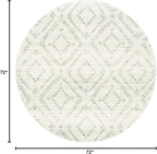 SAFAVIEH Adirondack Collection 6' Round Ivory/Green ADR131X Modern Diamond Distressed Non-Shedding Living Room Dining Bedroom Foyer Area Rug