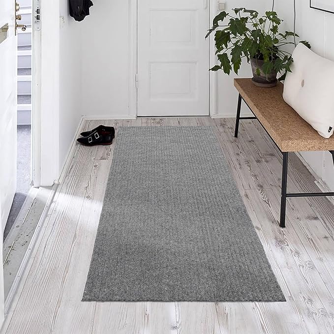 Ottomanson 2' x 5' Hallway Runner with Scraper Pile - Extra Durable Non-Slip Rug Mat for Indoor & Outdoor Use - Ideal for Kitchen, Entryway, Patio & Garage - High-Traffic Carpet, Gray