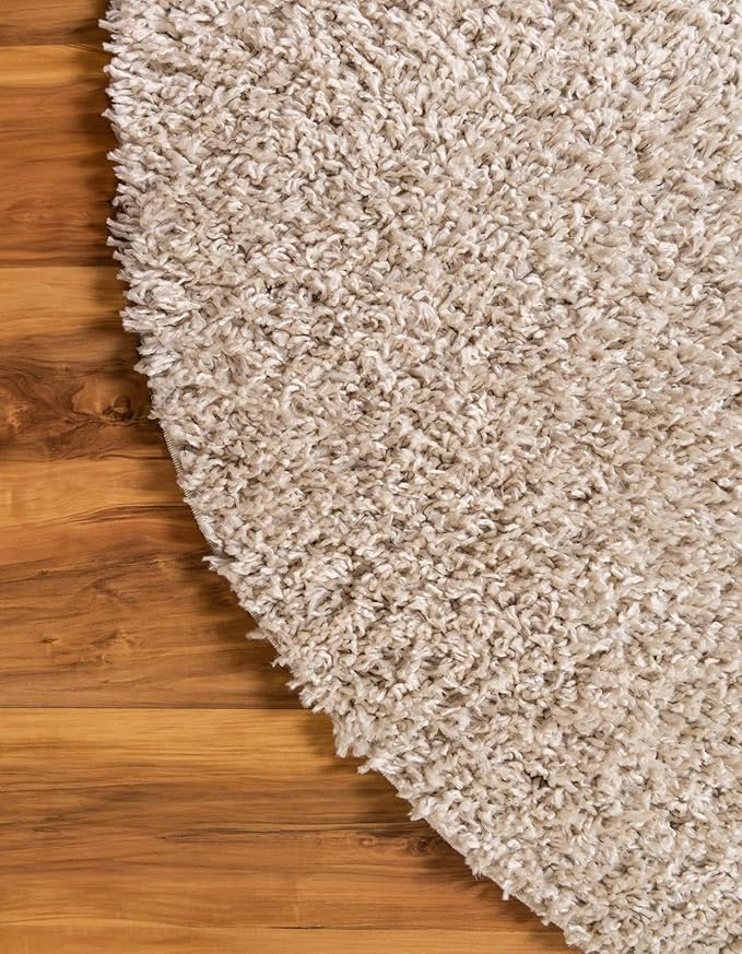 Unique Loom Davos Shag Collection Area Rug - Solid (5' 3" x 8' Oval, Linen)