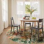 Washable Area Rugs 4ft Non-Slip Modern Abstract Soft for Living Room Entryway Bedroom Nursery, Print Pattern, Green Orange Rust Red Cream Colorful