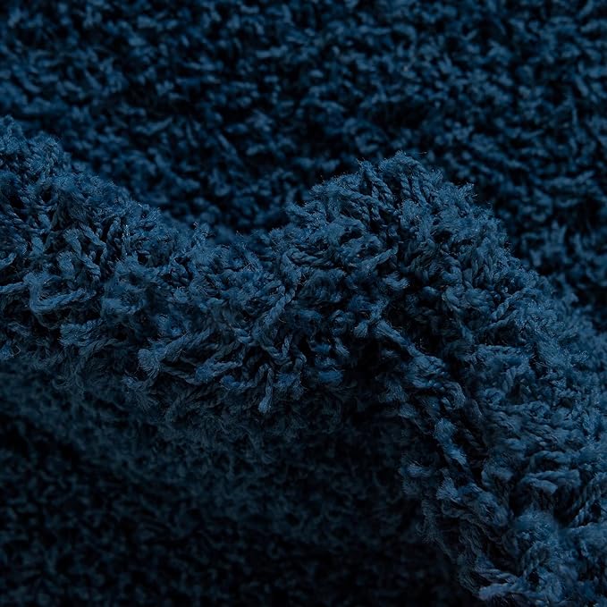 Unique Loom Solid Shag Collection Area Rug (8' x 10' Oval, Sapphire Blue/ Navy Blue)