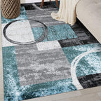 Rugshop Contemporary Circle Design Area Rug, Carpet with Jute Backing for Bedroom, Office, or Entryway, Gray, 4' x 6'