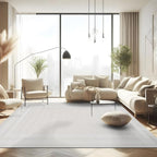 CAMILSON Micro Loop Rug 10x14 Modern Luxury Bordered Large Area Rugs Soft High and Low Pile Stain Resistant Easy-Cleaning Non-Shedding for Living Room Office Indoor Carpet (10 x 14 / White)