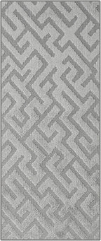 15ft Custom Hallway Rug - Deco Grey | Non-Slip Rubber Backed | Washable & Pet Friendly | Edge Bound