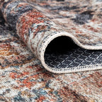 Bloom Rugs Washable Non-Slip 7 ft Runner - Orange/Black Traditional Runner for Entryway, Hallway, Bathroom, and Kitchen - Exact Size: 2.5' x 7'