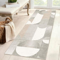 Grey Runner Rug 2x6 Washable Rug Runners for Hallway Kitchen,Long Modern Geometric Rugs for Bedroom Entryway Bathroom,Non Slip Floor Beige Carpet