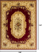 Rugs.com Chateau Collection Rug – 9' x 12' Red Medium Rug Perfect for Living Rooms, Large Dining Rooms, Open Floorplans