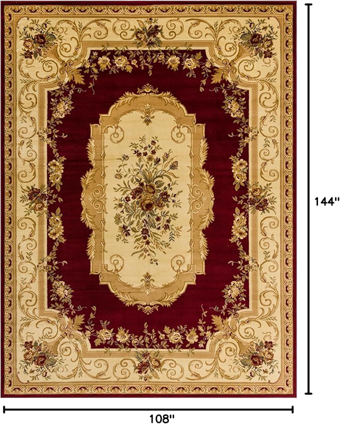 Rugs.com Chateau Collection Rug – 9' x 12' Red Medium Rug Perfect for Living Rooms, Large Dining Rooms, Open Floorplans