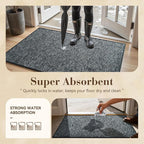 MontVoo Door Mat Indoor Entrance Doormat, Absorbent Durable Rubber Non Slip Front Door Mat for Inside Entry Entryway Dirt Trapper Welcome Mat, Darkgrey 24''x36''