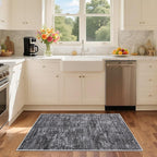 RUGSREAL Small Area Rug 2x3 Entryway Mat with Rubber Backing Stain Resistant Throw Carpet Modern Solid Color Bath Mat Contempowary Washable Rug for Living Room Bedroom Dining Room Kitchen, Dark Grey