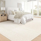 9x12 Area Rug Living Room: Washable Boho Geometric Moroccan Rug Neutral Modern Farmhouse Indoor Soft Non Slip Ultra Thin Large Printed Pattern Carpet for Bedroom Home Office (Beige, 9'x12')