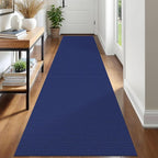 IOHOUZE Washable Runner Rug 2.6x12 Non Slip Extra Long Hallway Runner Entryway Runner Indoor, Kitchen Rugs Woven Cotton Floor Carpet for Hall Entrance Stair, Royal Blue/Navy