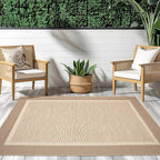 ILANGO Jute Area Rugs 8x10 for Living Room, Woven Washable Outdoor Rugs, Natural Farmhouse Indoor Rugs for High Traffice Areas, Non Slip Carpet with Rubber Backing for Bedroom Dining Table Porch