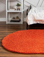Unique Loom Solid Shag Collection Area Rug (3' 3" x 5' 3" Oval, Tiger Orange)