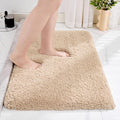 Small Bathroom Rug 17x24 Non Slip Beige Fluffy Bath Mat for Bathroom Floor Washable Plush Luxury Bath Rug for Tub Soft Shaggy Absorbent Shower Mat