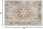 RUGGABLE Washable Vintage Area Rug – Kamran Coral 3x5, Stain-Resistant, Non-Slip – Small Machine Washable Rugs for Living Room, Bedroom, Hallway, Entryway & Office–with Standard Pad