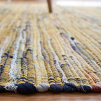 SAFAVIEH Rag Rug Collection Runner Rug - 2'3" x 12', Yellow & Multi, Handmade Boho Stripe Cotton, Ideal for High Traffic Areas in Living Room, Bedroom (RAR121H)