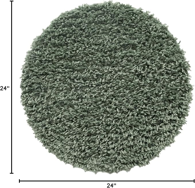 Unique Loom Davos Shag Collection Area Rug - Solid (2' Round, Sage)