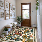 Egypt Floral Washable Area Rugs for Living Room 5x7 Boho Large Vintage Beige Bedroom Dining Room Rug,Non Slip Soft Throw Carpet for Entryway Kitchen Office Hardwood Playroom (5 x 7)