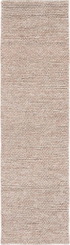SAFAVIEH Natura Collection Runner Rug - 2'3" x 12', Brown, Handmade Wool Blend, Textured Design, Ideal for Hallway, Bedroom, Foyer (NAT620T)