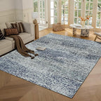 RUGSURE Washable Area Rug - 1/6 Thick - Stain & Water Resistant Non-Slip - Resistant Rug for Living Room, Bedroom, Nursery, Pet & Child Friendly, Vintage Charm Area Rugs (Grey+LightTeal, 9' x 12')
