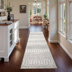 Lahome Moroccan Runners for Hallways 2x8 Beige Washable Runner Rug Non-Slip Stain Resistant Kitchen Rug Runner, Geometric Print Distressed Soft Untra- Thin Floor Carpet for Bedroom Entryway