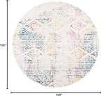 SAFAVIEH Tulum Collection Area Rug - 10' Round, Ivory & Blue, Moroccan Boho Tribal Design, Non-Shedding & Easy to Clean, Ideal for Living Room, Bedroom, Dining Space (TUL272C)