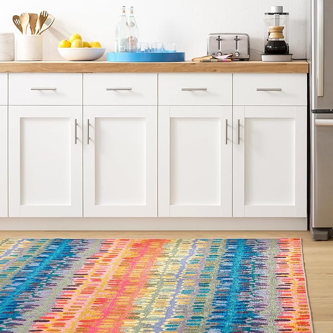 Dash & Albert Paint Chip Multi Machine Washable Rug, 9.5 X 13.5 Feet, Multicolored Geometric Pattern