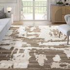 Abani Terra Area Rug for Living Room, Bedroom - Abstract Pattern - Brown Cream - 5' x 8' - Durable & Easy to Clean