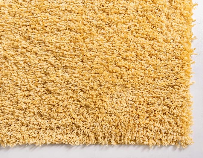 Unique Loom Davos Shag Collection Area Rug - Solid (2' 7" x 13' 1" Runner, Sun Yellow)