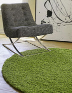 Unique Loom Solid Shag Collection Area Rug (5' 3" Round, Grass Green)