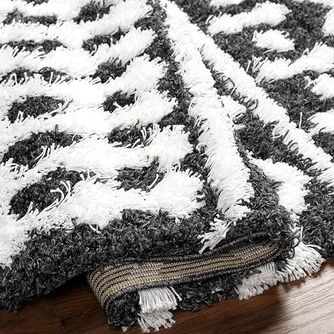 Livabliss Hapsburg Moroccan Shag Area Rug,9'3" x 12',Black/White