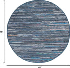 SAFAVIEH Rag Rug Collection 4' Round Ink / Multi RAR121C Handmade Boho Stripe Cotton Area Rug