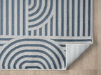 Annabel Modern Geometric Area Rug for Living Room, 6x9 Contemporary Arched and Linear Blue Rug, High-Low Pile Stain Resistant Carpet for Bedroom, Dining Room or Kitchen (6' x 9', Blue)