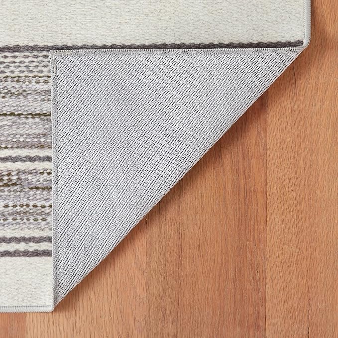 Dash & Albert Ellington Stripe Grey Machine Washable Rug, 2 X 3 Feet, Grey Stripe Pattern